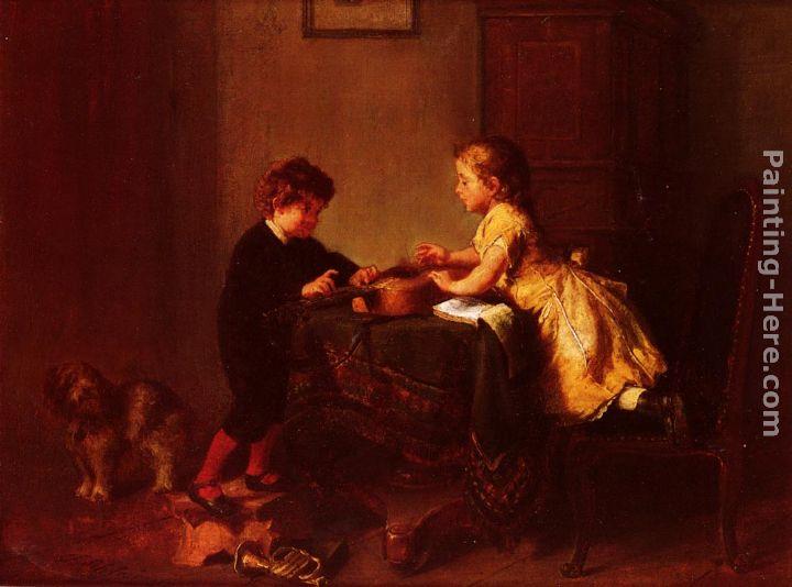 Felix Schlesinger Children Playing with a Guitar